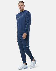 NIKE MENS REPEAT FLEECE CREW NECK SWEATSHIRT - BLUE