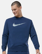 NIKE MENS REPEAT FLEECE CREW NECK SWEATSHIRT - BLUE