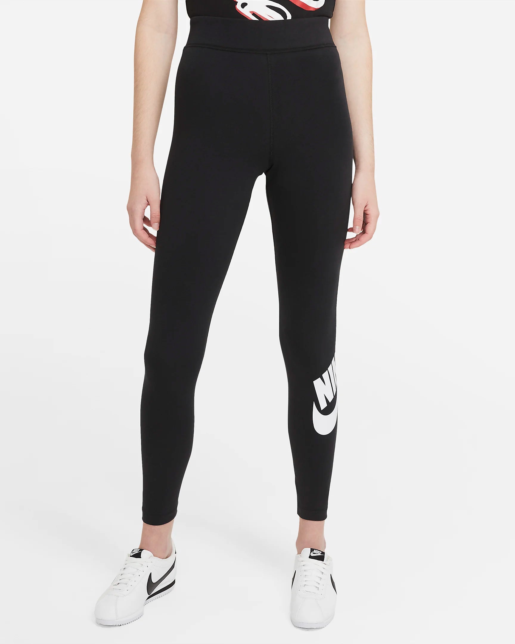 Nike Sportswear Essential Leggings a vita alta con logo – NERO