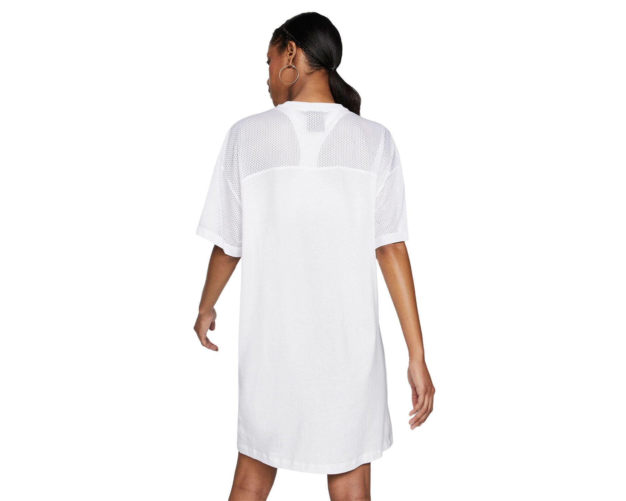 Nike Mesh Dress Mini Short Sleeve Sport Dress Cotton White