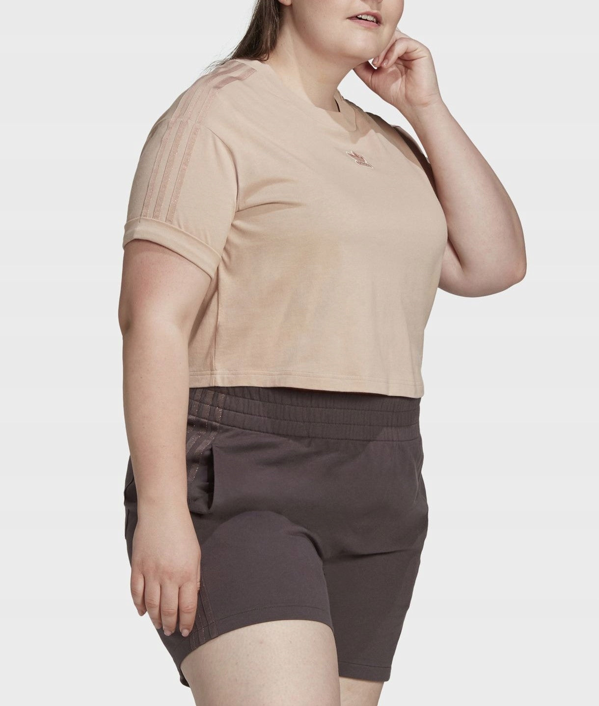 ADIDAS ORIGINALS New Neutrals Plus Cropped T-shirt In Pearl-white