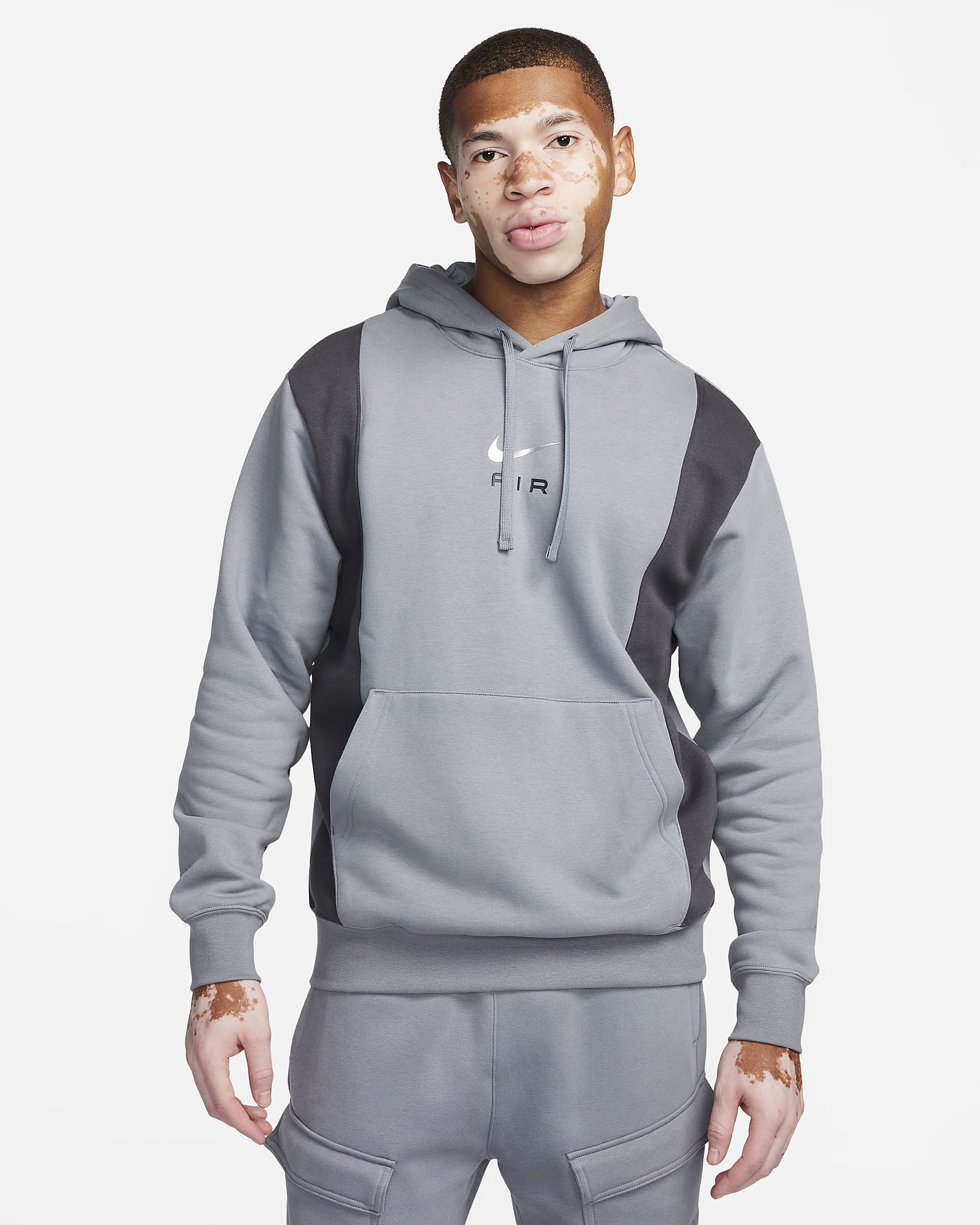 Nike Air Felpa pullover in fleece con cappuccio - GRIGIO