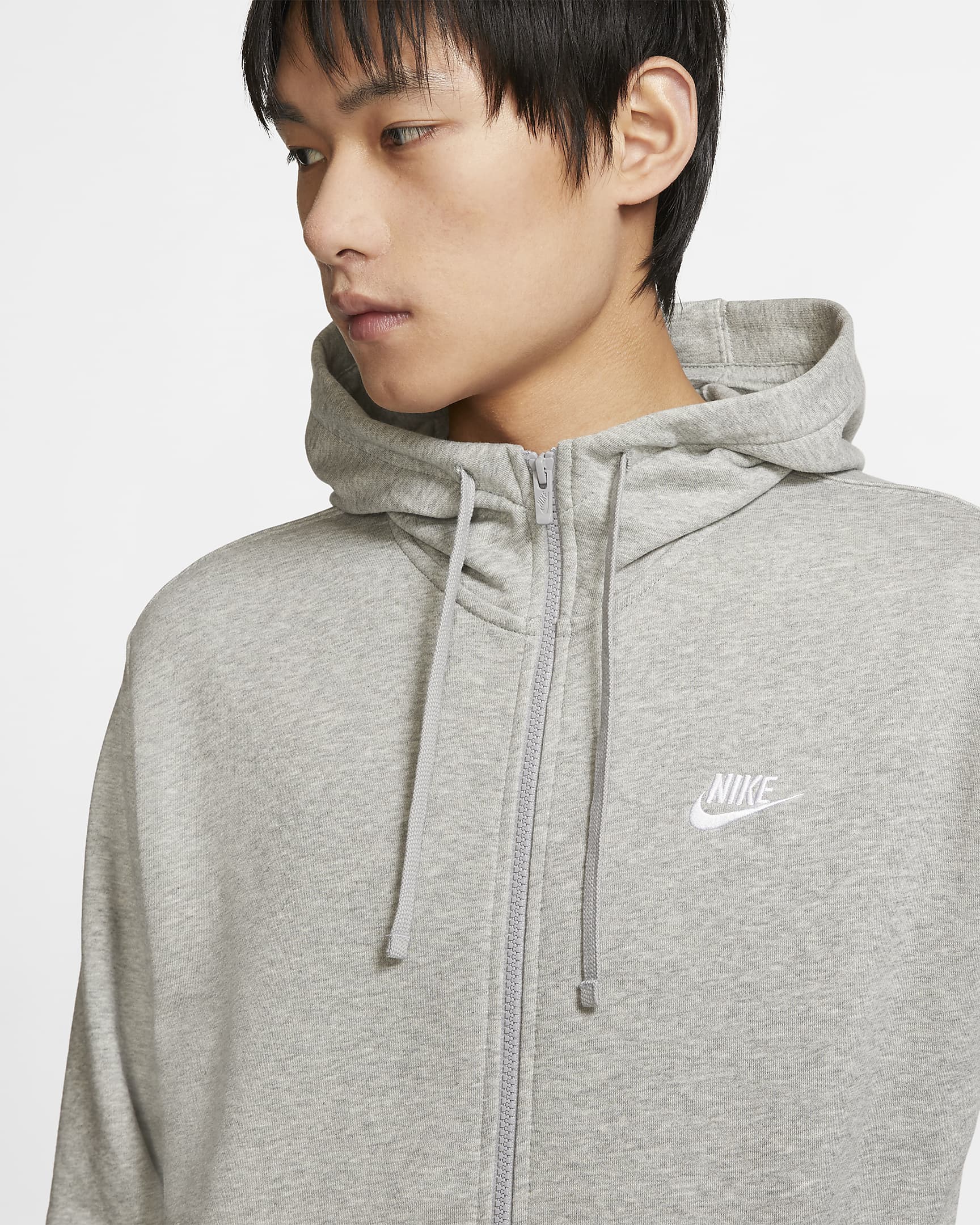 Nike Sportswear Club Felpa con cappuccio e zip a tutta lunghezza – grigio