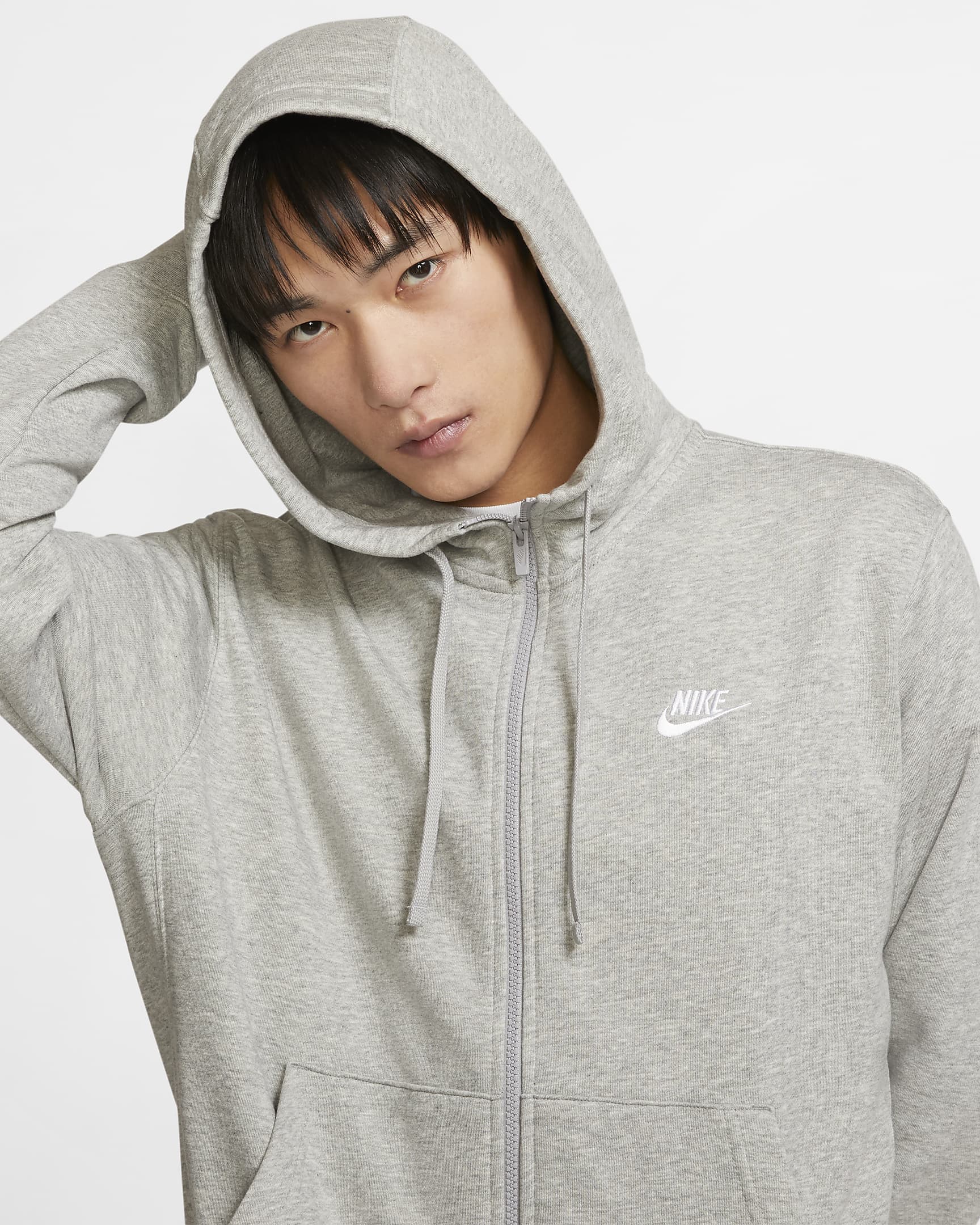 Nike Sportswear Club Felpa con cappuccio e zip a tutta lunghezza – grigio