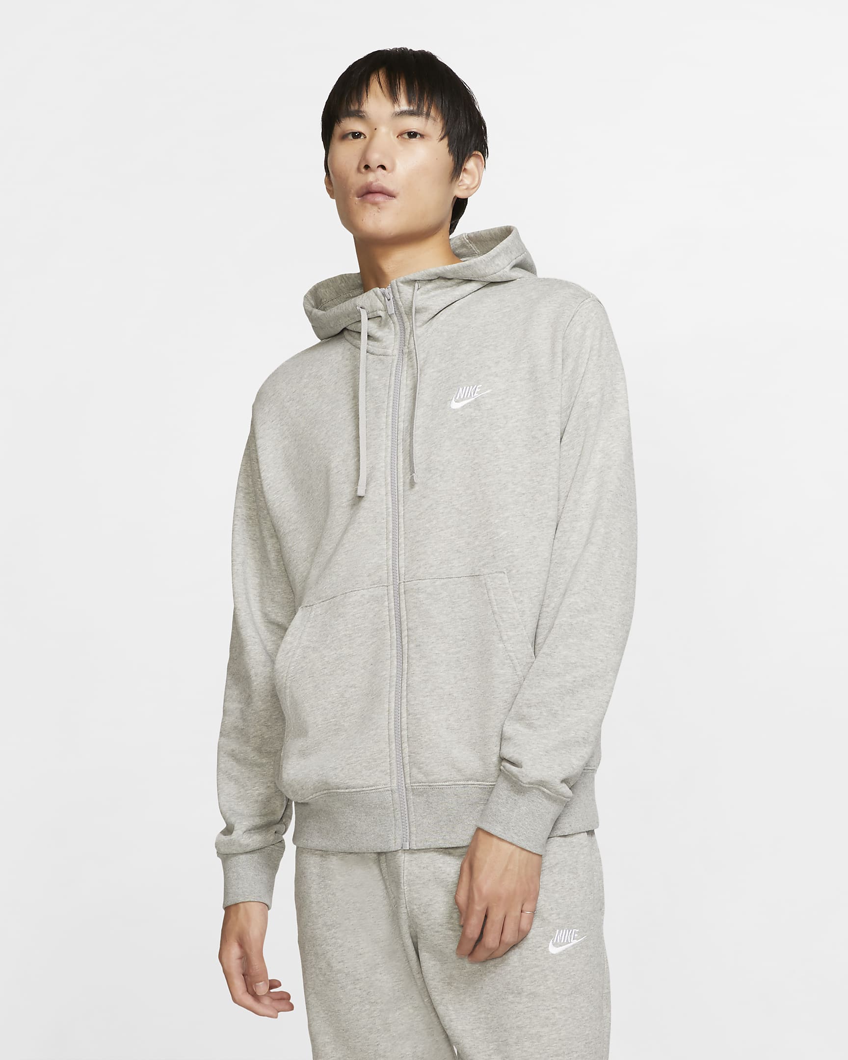 Nike Sportswear Club Felpa con cappuccio e zip a tutta lunghezza – grigio