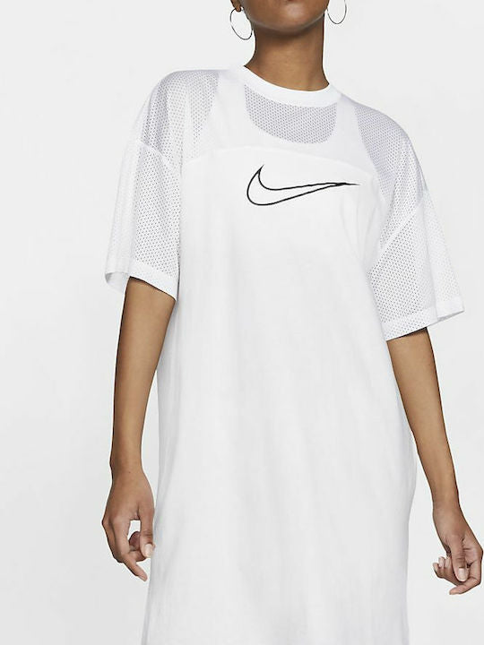Nike Mesh Dress Mini Robe de sport à manches courtes Coton Blanc