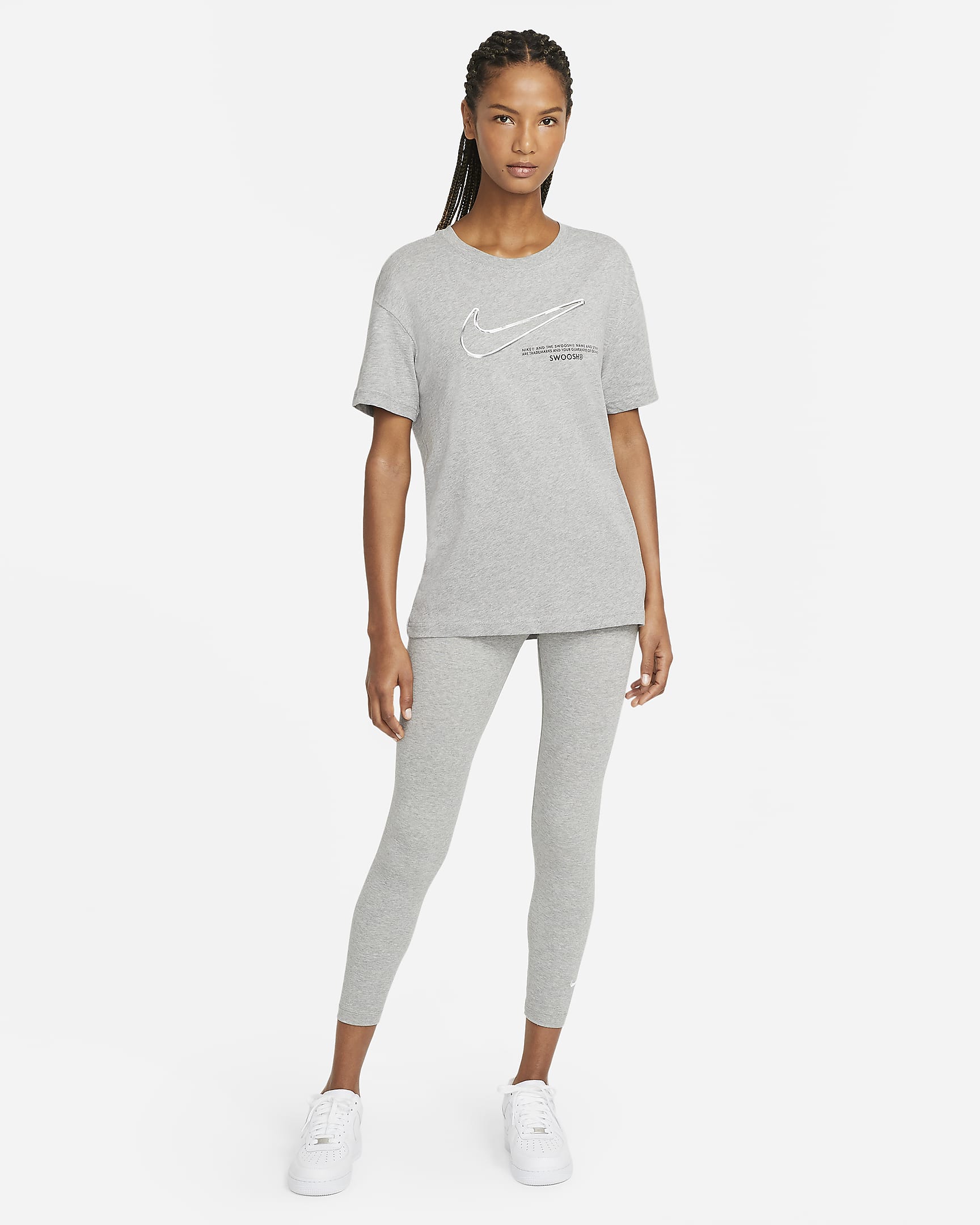 Nike Sportswear Essential Leggings a 7/8 a vita media - GRIGIO