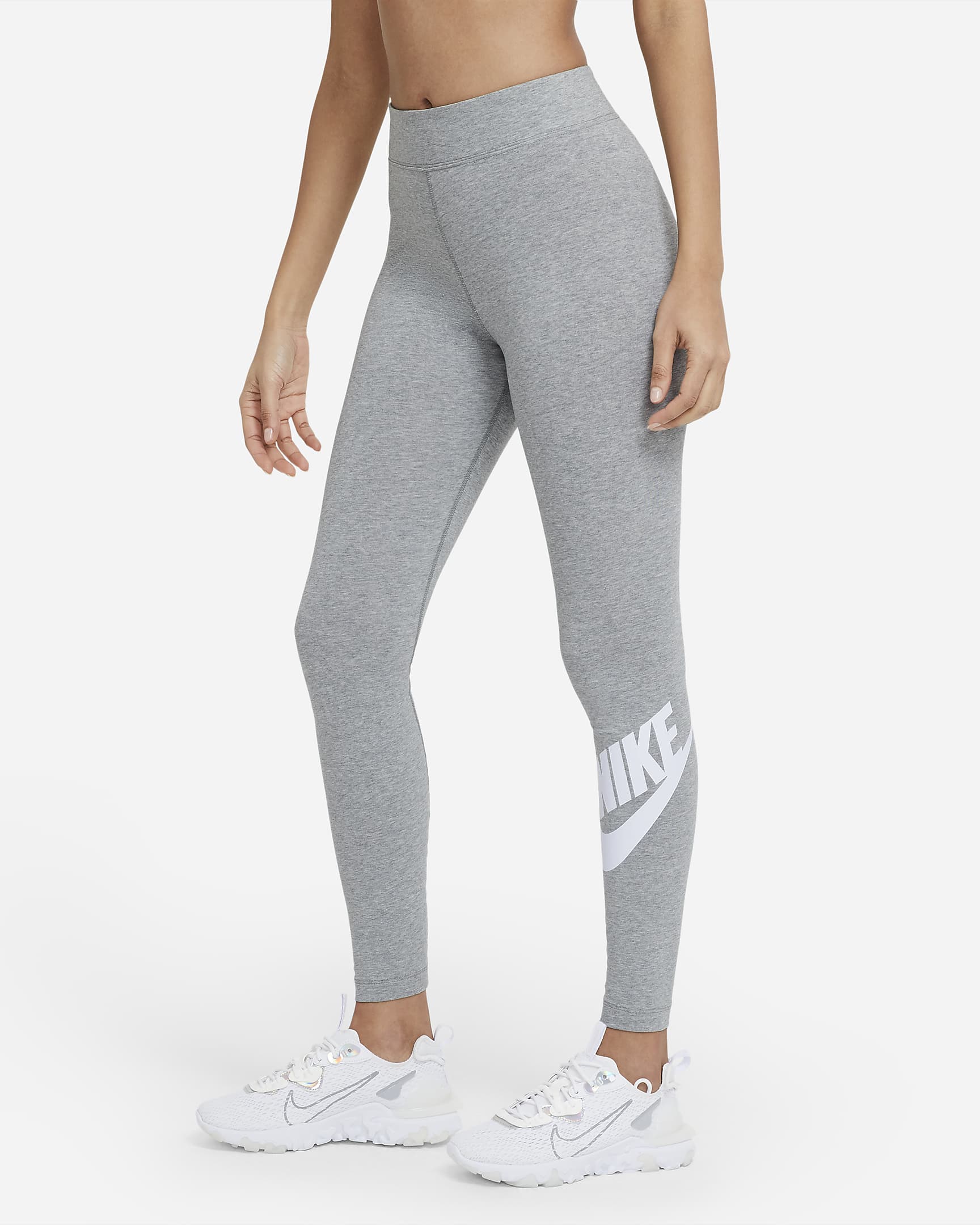 Nike Sportswear Essential Leggings a vita alta con logo – GRIGIO