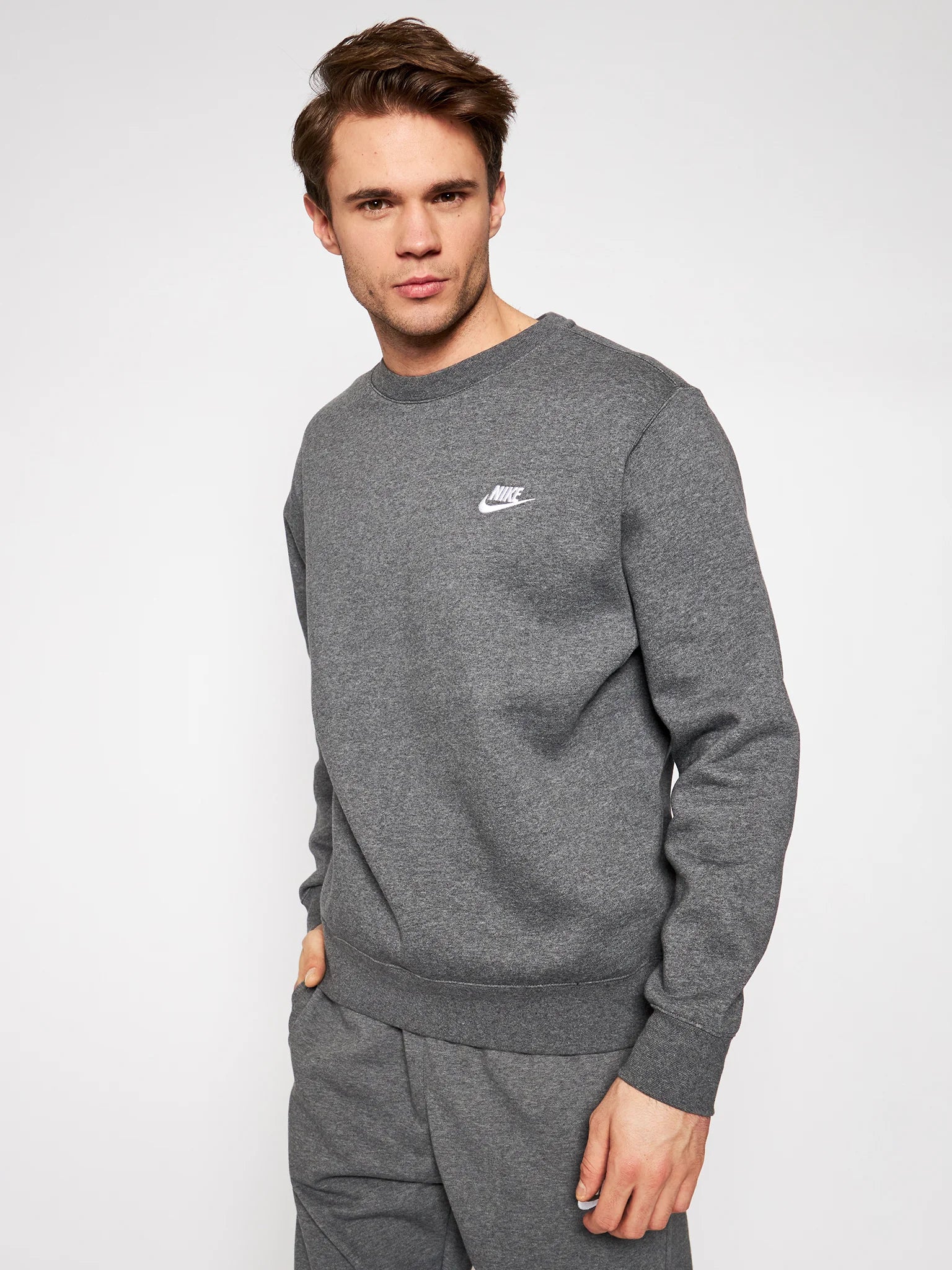 Nike Sportswear Club - Fleece Crew Neck T-Shirt - Dark Grey