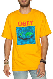 Obey Worldpool basic t-shirt- GOLD